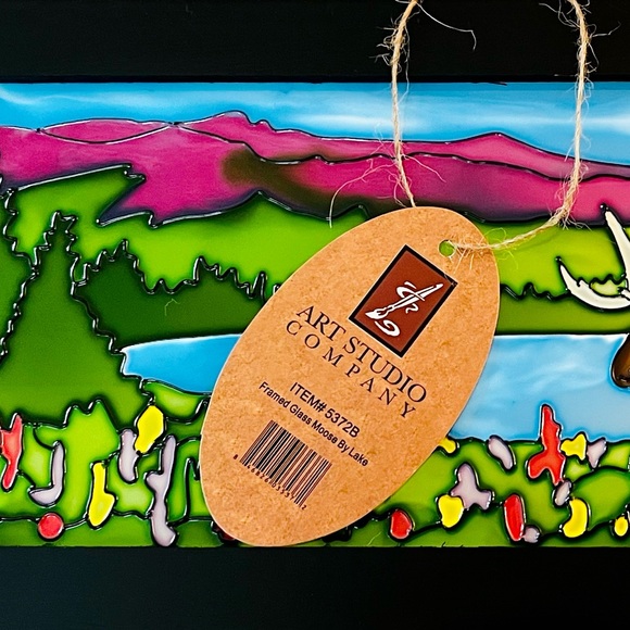 Art Studio Company Framed Glass Moose by The Lake - Picture 9 of 9